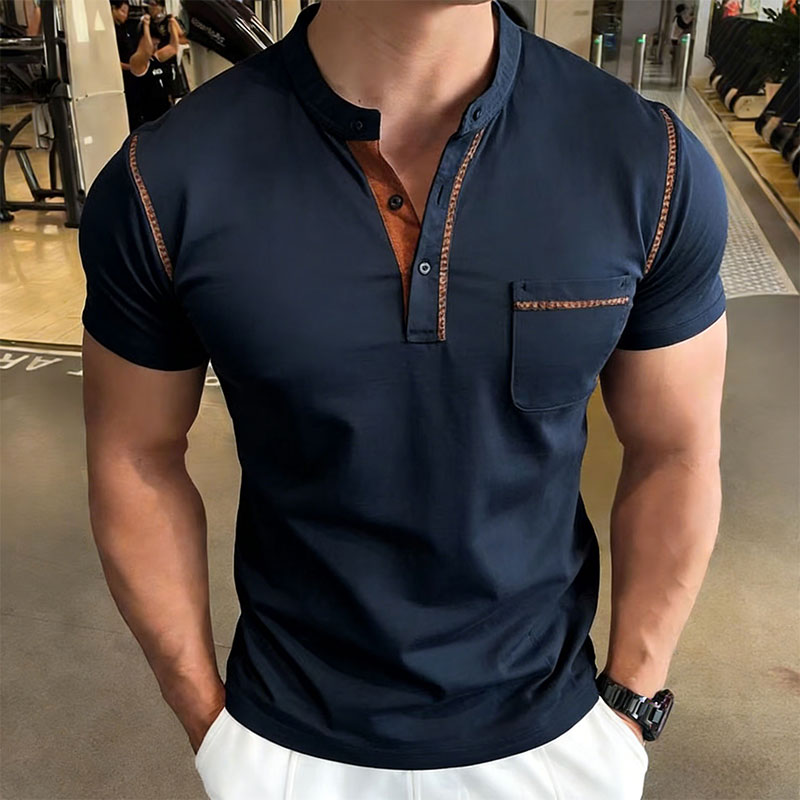 Street For Fashion - New Summer Men's Henry Collar Short