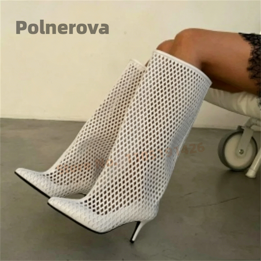 Hollow Out Leather Knee High B - đánh giá và giá Street Fashion Female