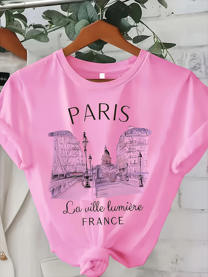 Women's Paris Print Crew Neck  - đánh giá và giá Street Fashion Paris 2025