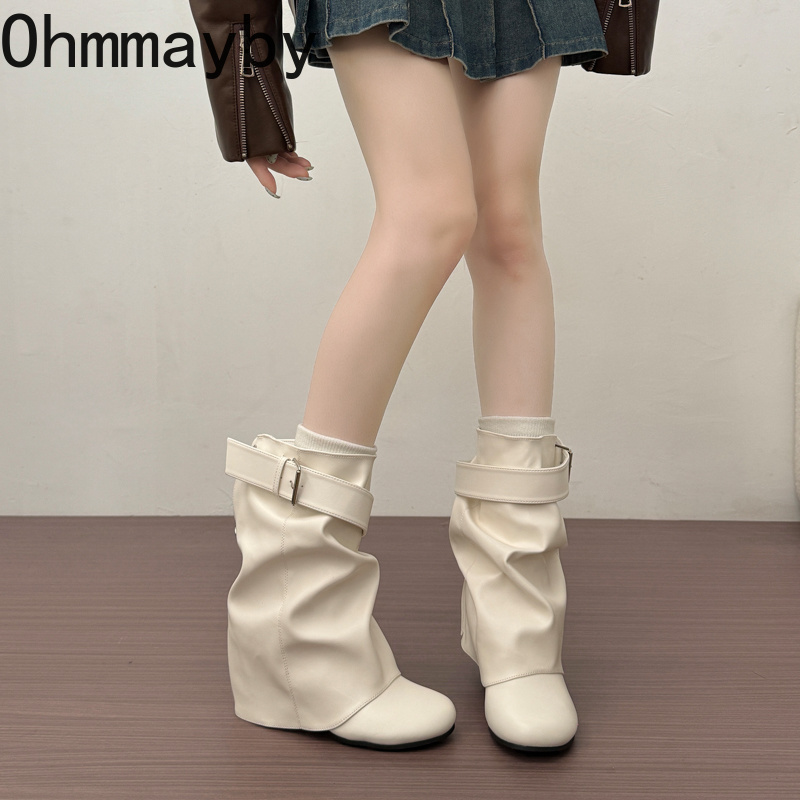 New Women Slouchy Mid Calf Lea - đánh giá và giá Street Fashion Female