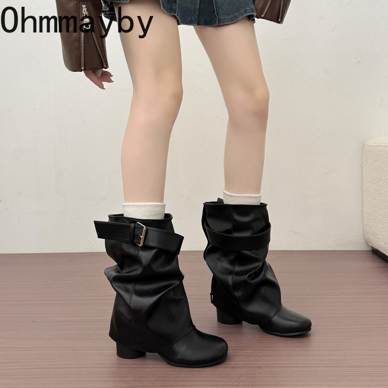 New Women Slouchy Mid Calf Lea - đánh giá và giá Street Fashion Female