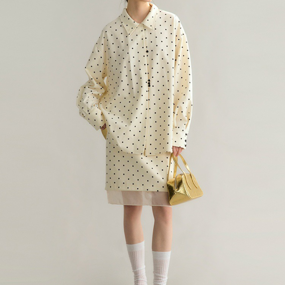 TWOTWINSTYLE Beige Spliced Dot - đánh giá và giá French Street Fashion