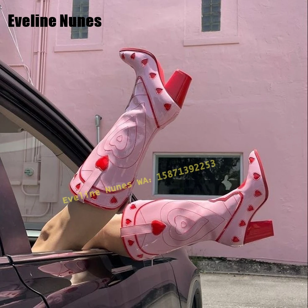 Pink Heart Space Cowgirl Boots - đánh giá và giá Street Fashion Female