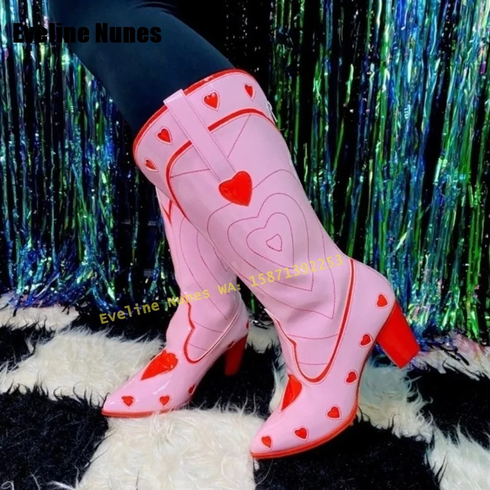 Pink Heart Space Cowgirl Boots - đánh giá và giá Street Fashion Female